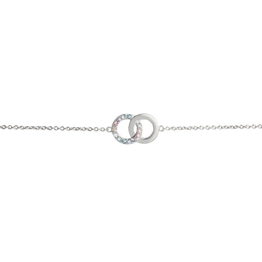 Bejewelled Classics Rainbow Interlink Chain Bracelet Silver