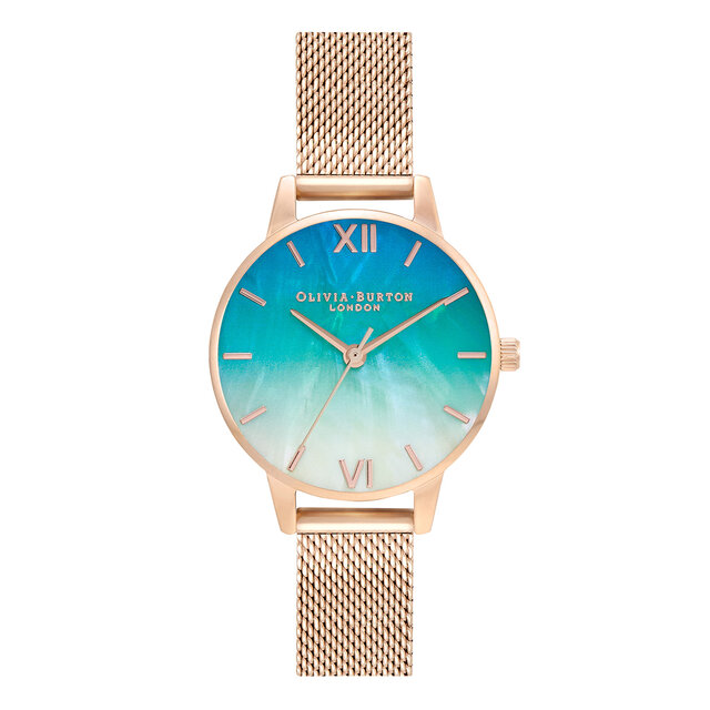 30mm Blue & Rose Gold Mesh Watch