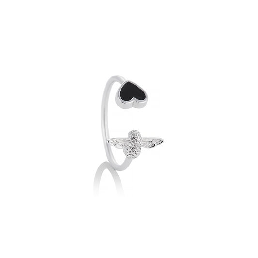 Love Bug Black & Silver Ring