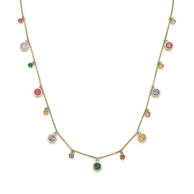 Mini Droplet Rainbow Crystal Gold Plated Necklace