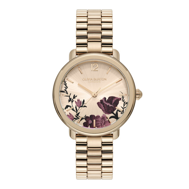 Bracelet de Montre Vintage Floral 36mm Or Rose