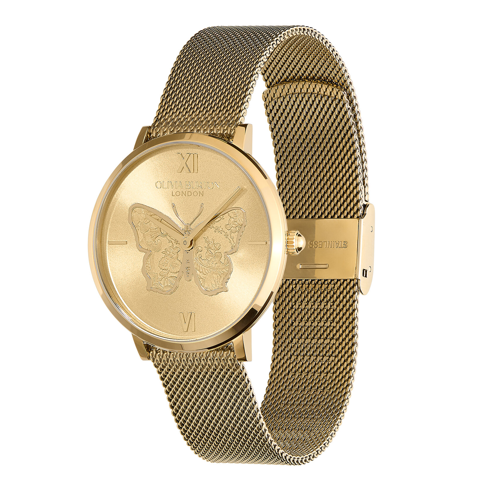 35mm Butterfly Ultra Slim Gold Mesh Watch