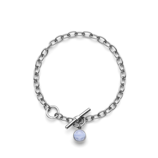 Bracelet Fermoire Bascule Pierre Précieuse Agate Violet Cabochon Argent
