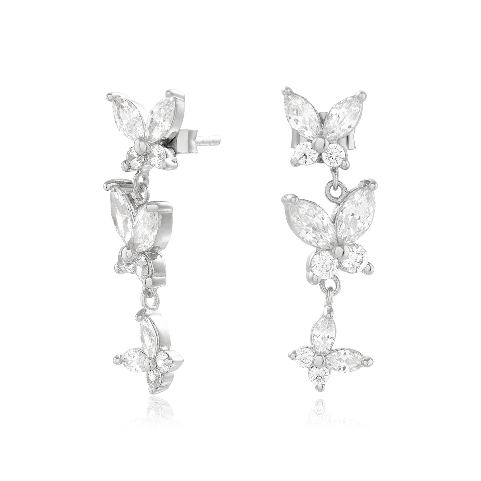 Silver Marquise Drop Earrings