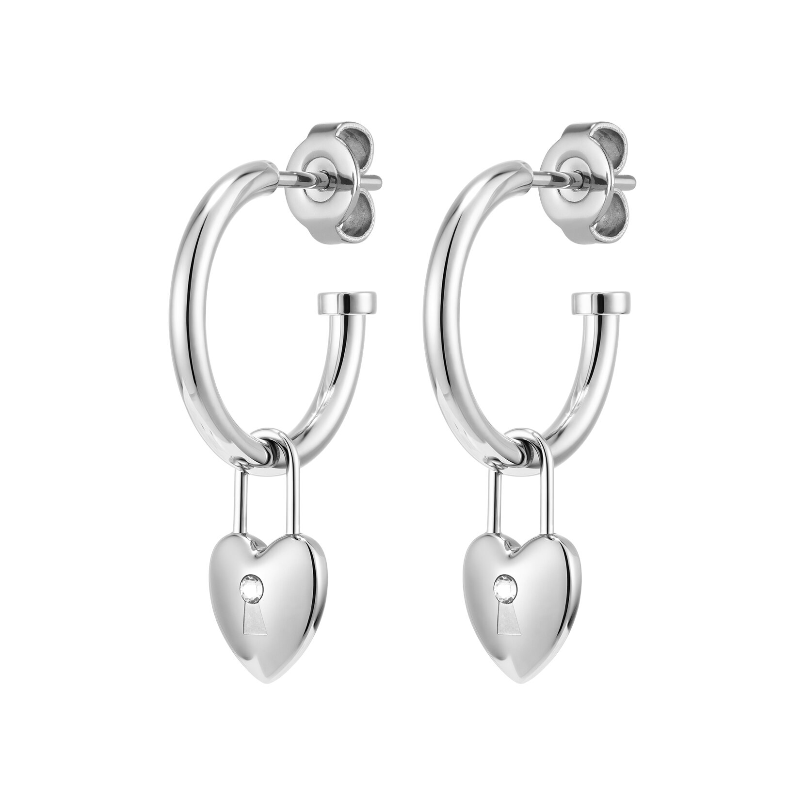 Créoles Locked Heart Argent