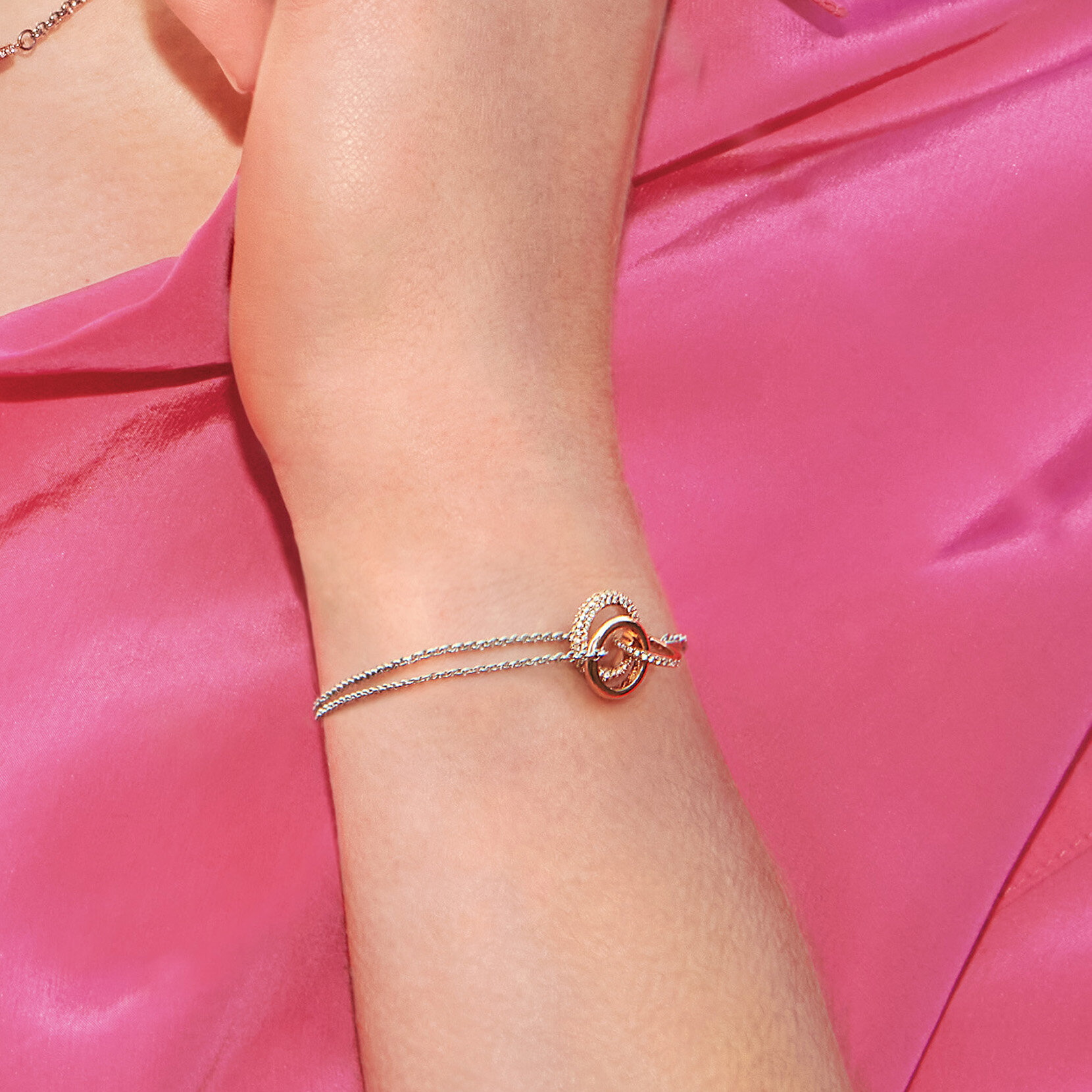 Entwine Silver & Rose Gold Bracelet