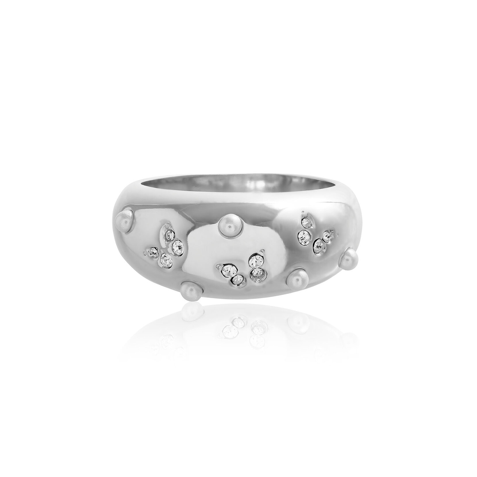 Silver Butterfly Dome Ring