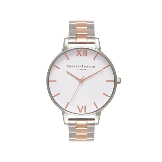 White Dial Bracelet Silver & Rose Gold Watch
