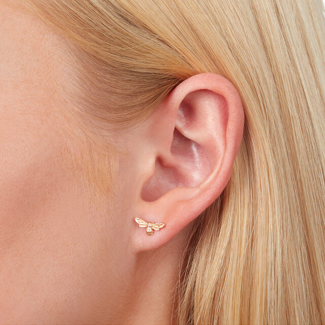 Gold Bee Stud Earrings