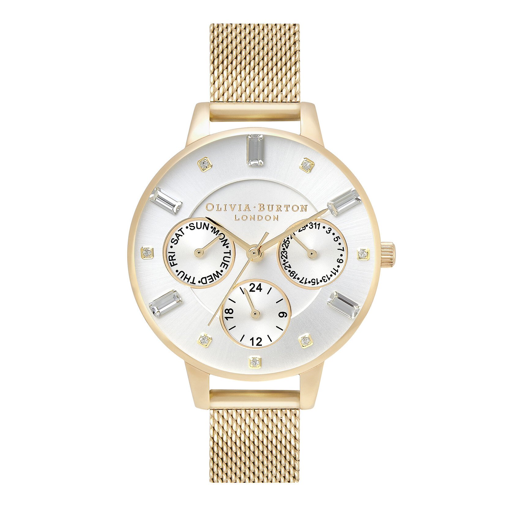 34mm Silver & Gold Mesh Watch