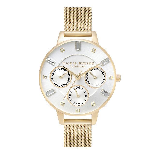 34mm Silver & Gold Mesh Watch