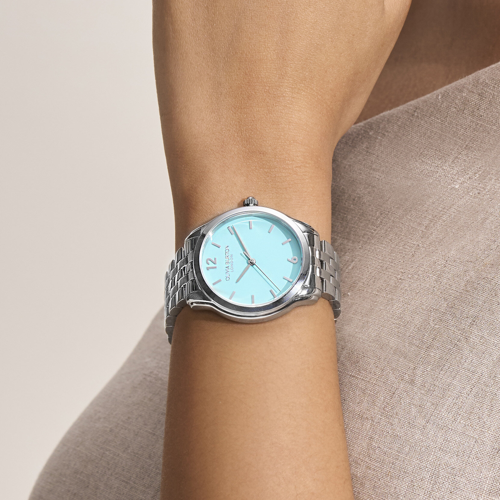 36mm Starlight Color Turquoise & Silver Bracelet Watch