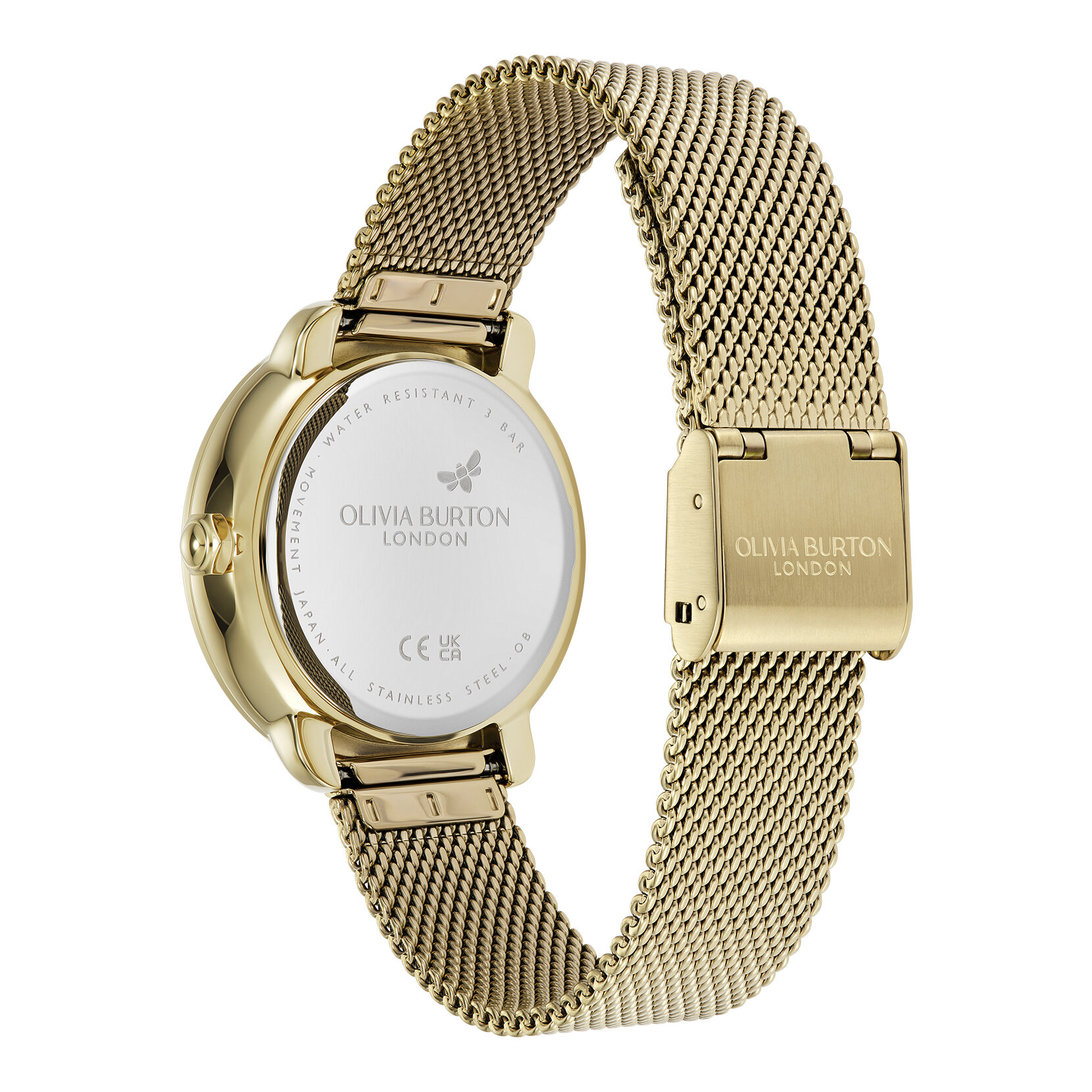 34mm Moon Phase White & Gold Mesh Watch