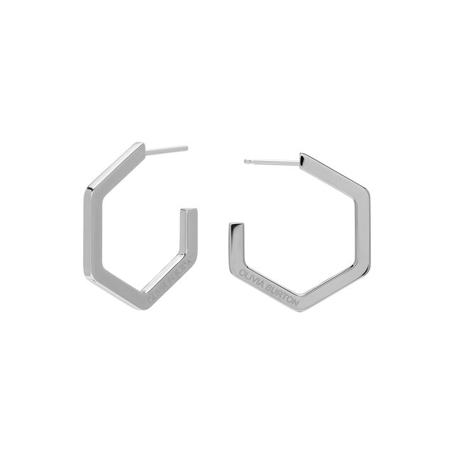 Honeycomb Silver Tone Large Hoop Earrings