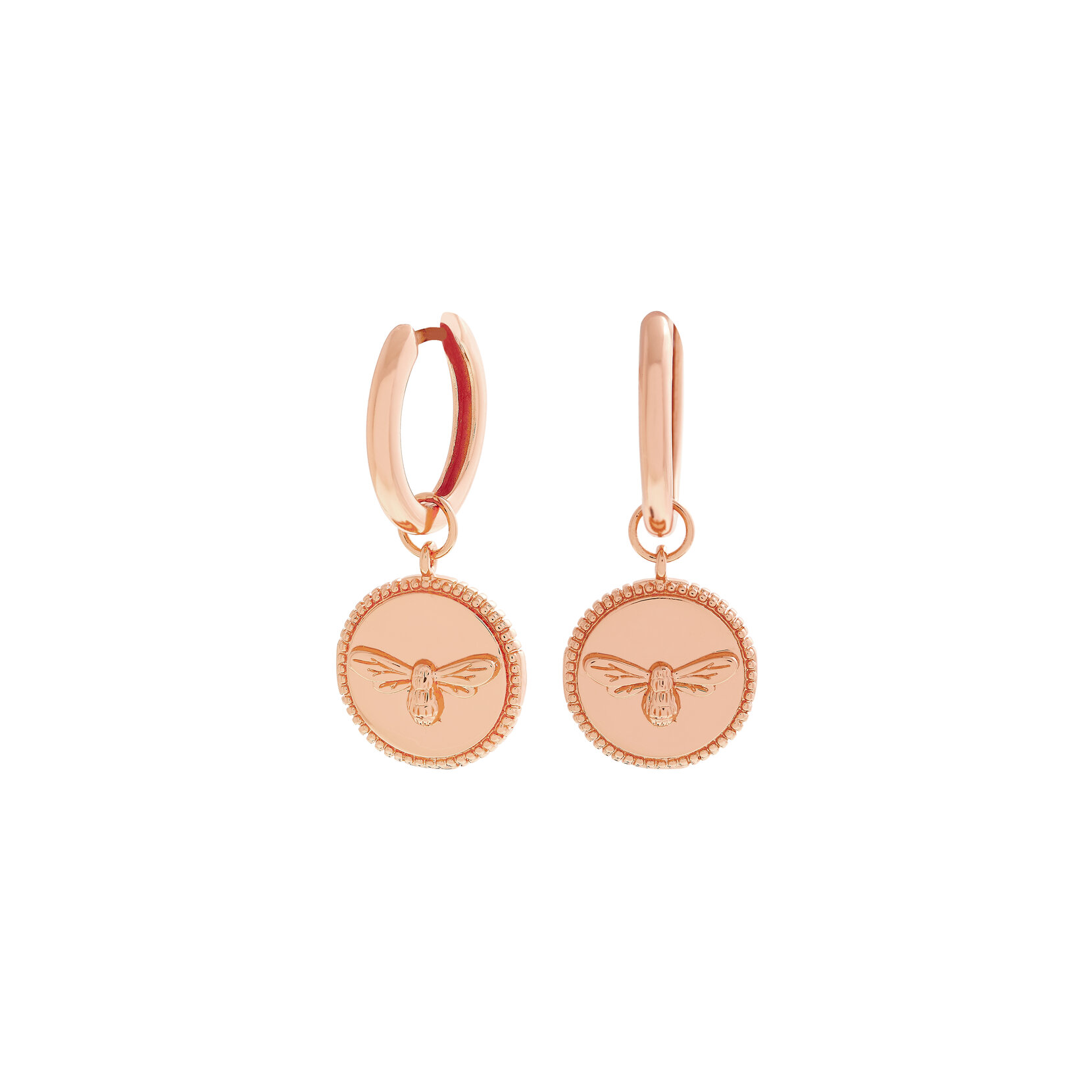 Rose Gold Bee Huggie Hoops