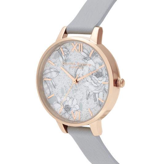 Terrazzo Florals Eco Light Grey & rose Gold
