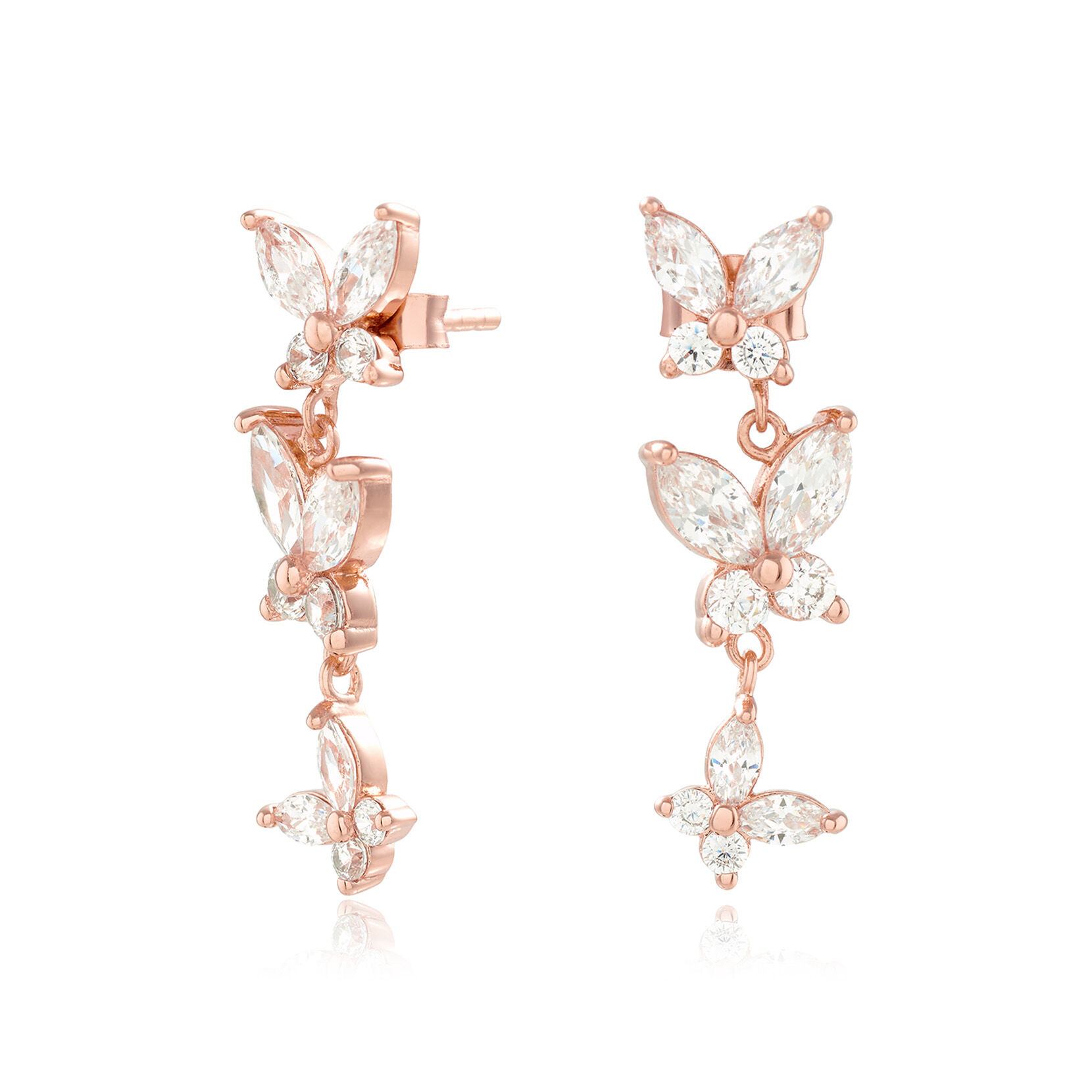 Pendants d’oreilles Sparkle Butterfly Marquise or rose