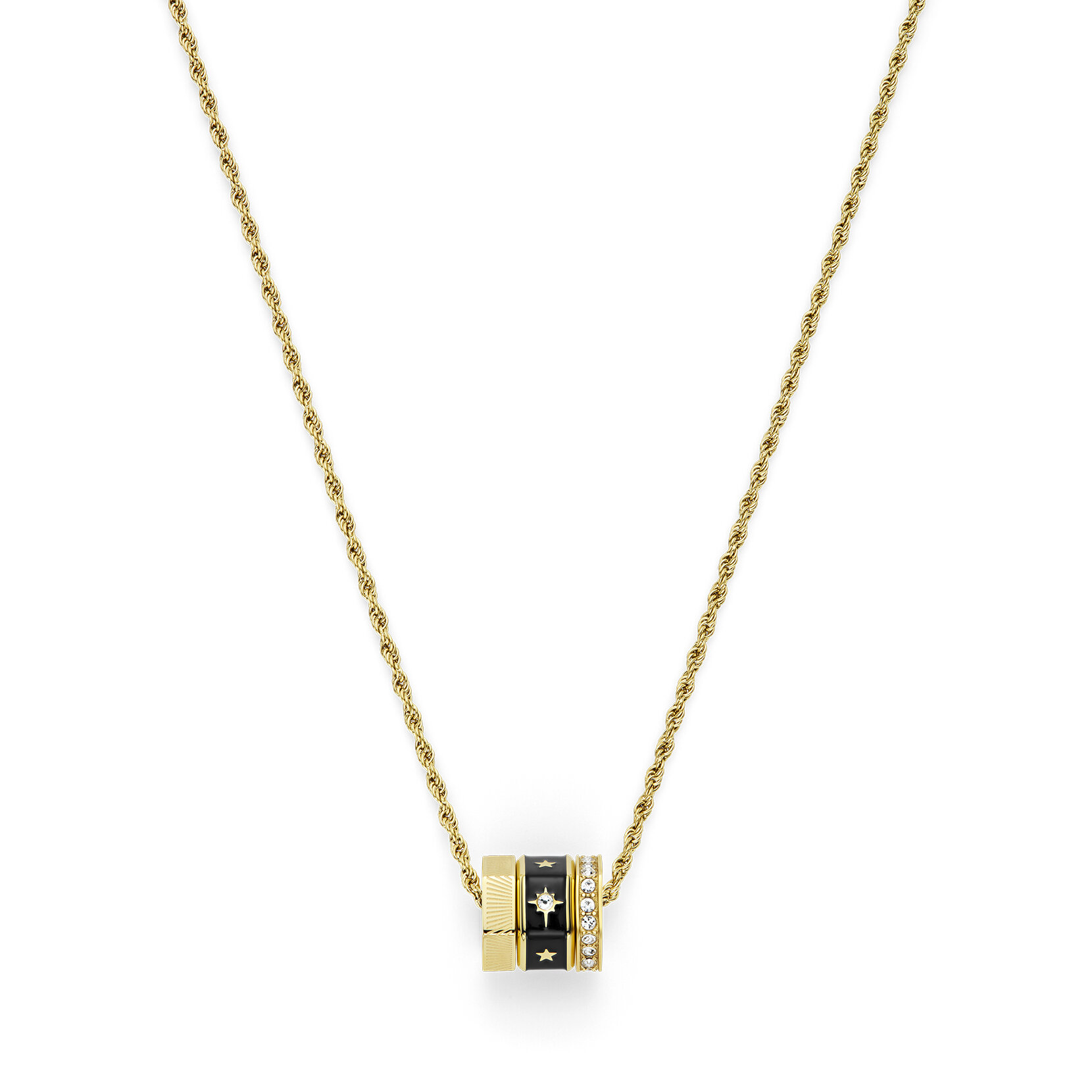 Collier Bead Charm Noir et Plaqué Or