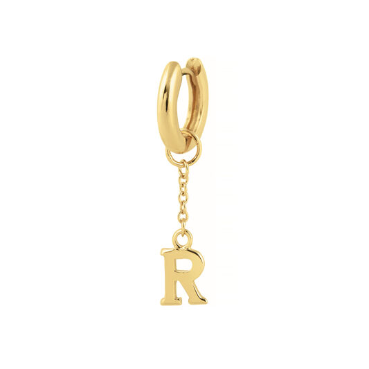 R Huggie Charm Gold