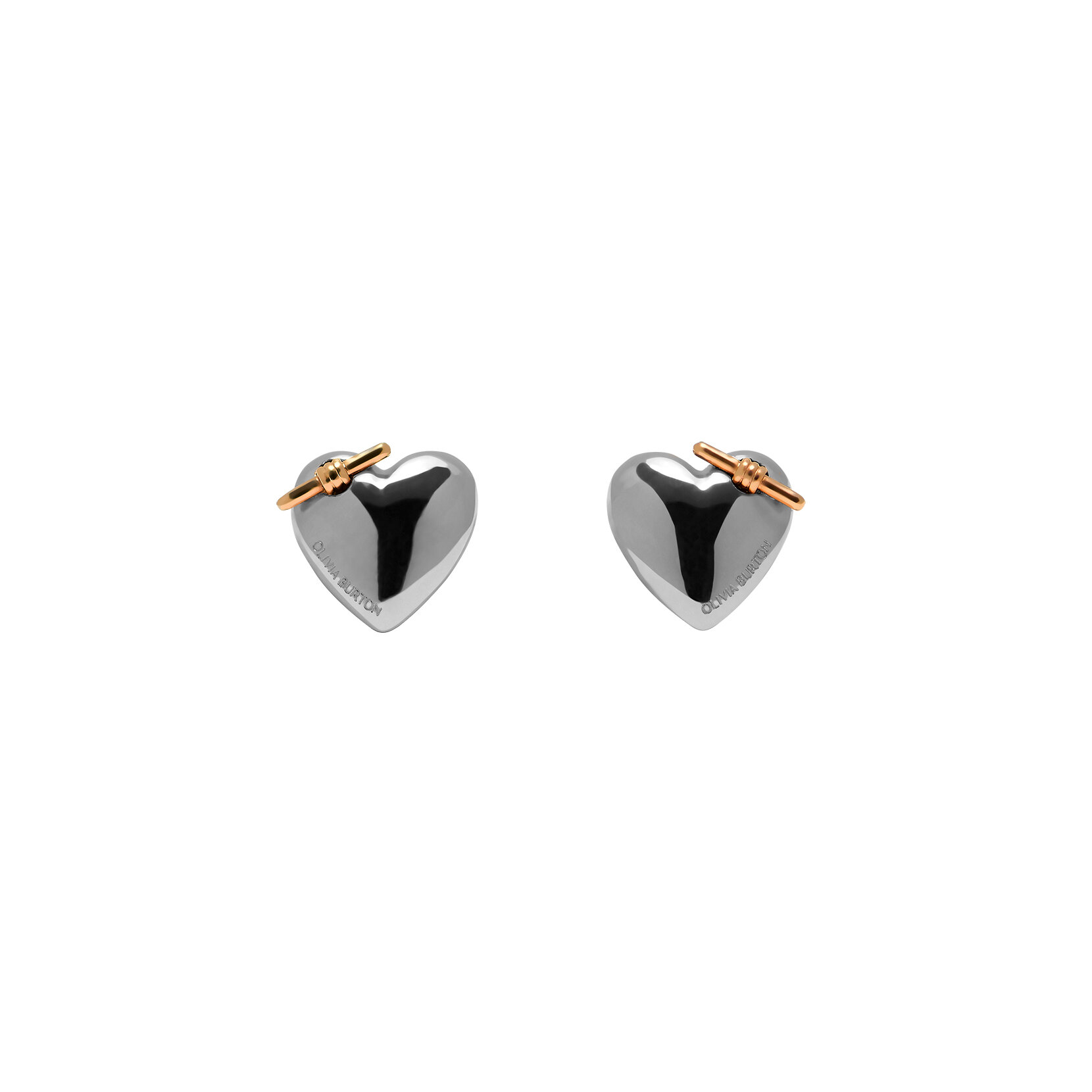 Clous d’oreilles Cœur et Nœud Argent