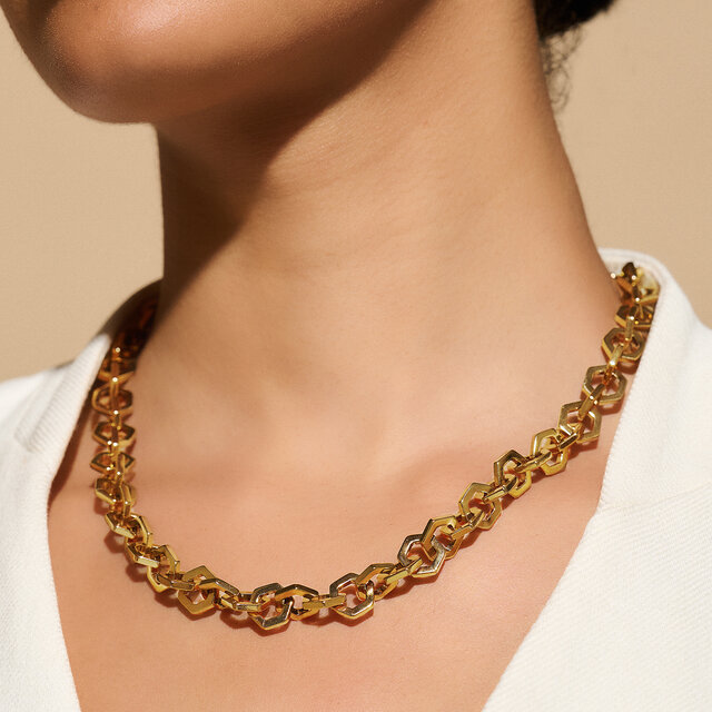 Honeycomb Gold Link Necklace
