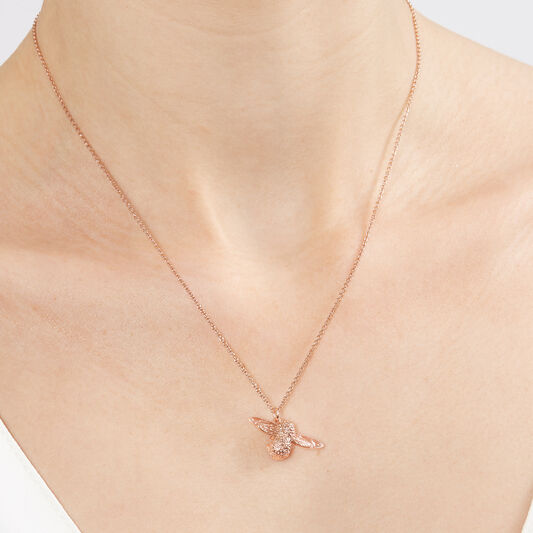 3D Bee Pendant Rose Gold Necklace