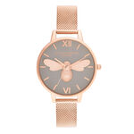 Lucky Bee, cadran gris et bracelet milanais or rose 