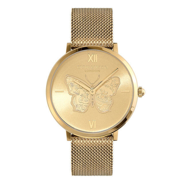 35mm Butterfly Ultra Slim Gold Mesh Watch