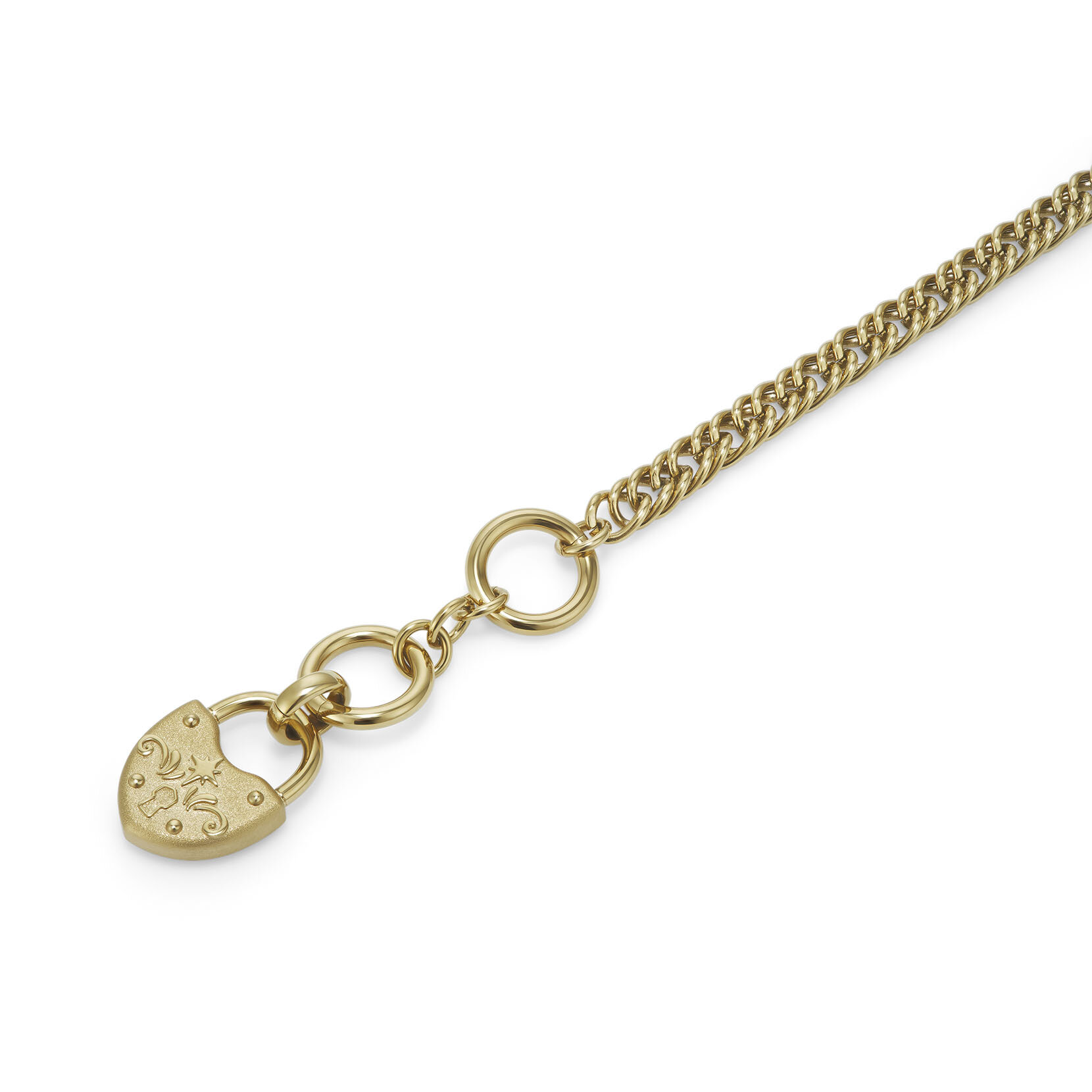 Bracelet &agrave; Fermoir T-Bar Cadenas en C&oelig;ur Plaqu&eacute; Or