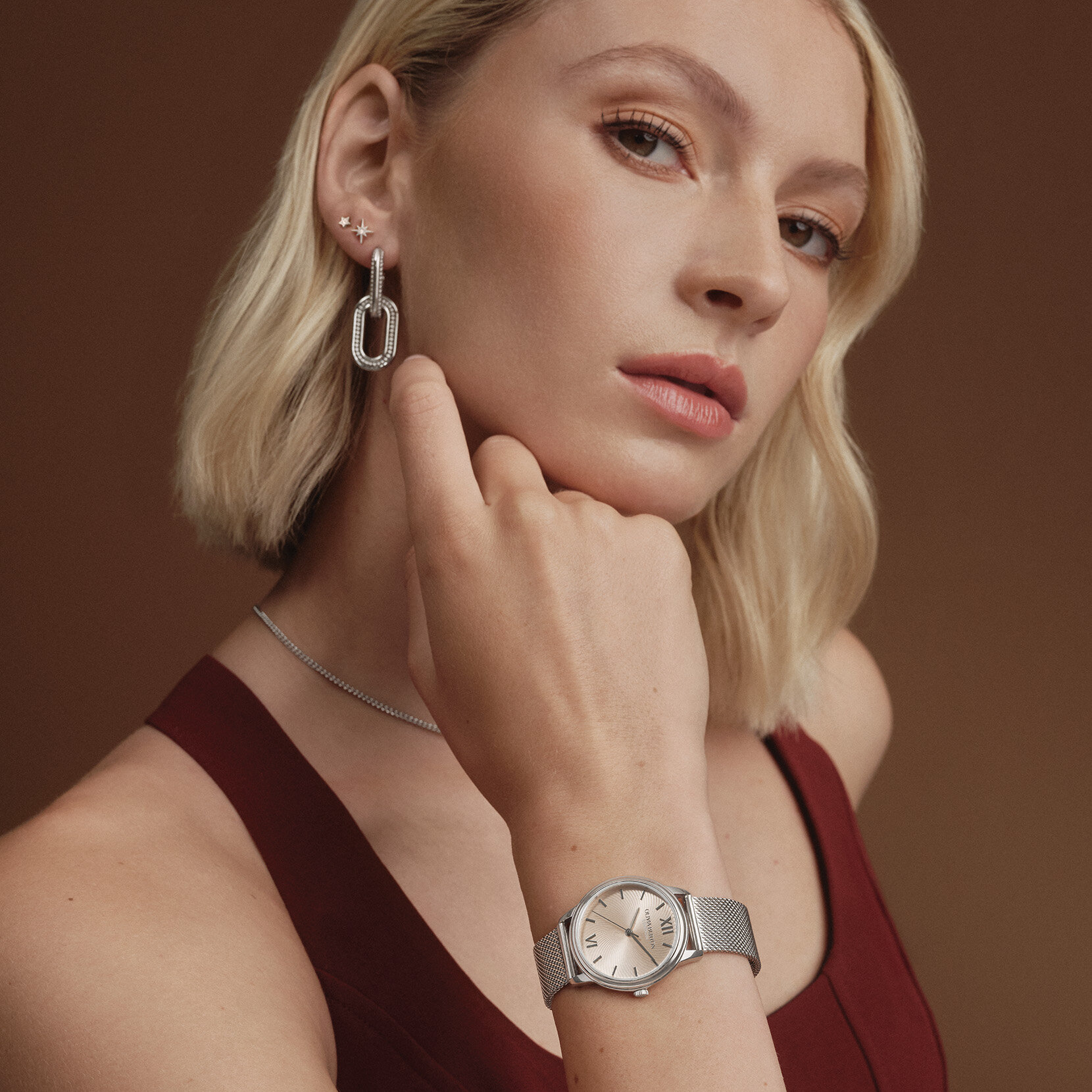 Montre Swirl Trench Coat et Maille Argent 32 mm