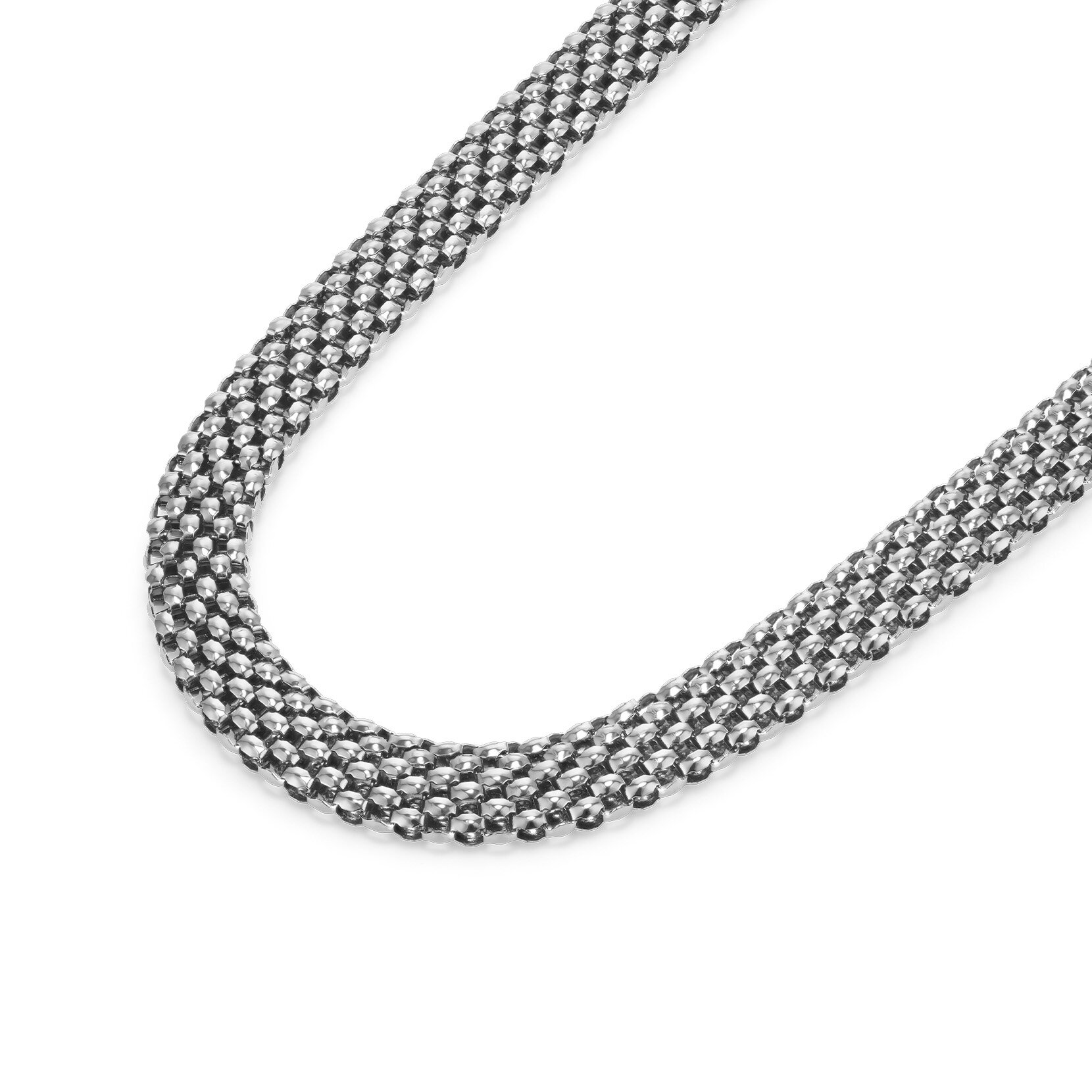 Chequerboard Link Silver Tone Necklace