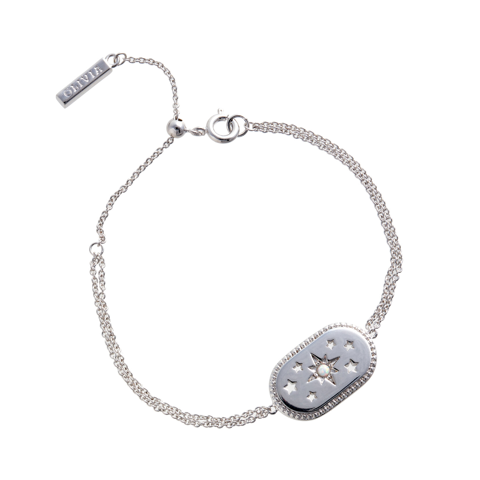 Bracelet North Star ovale opale et argent