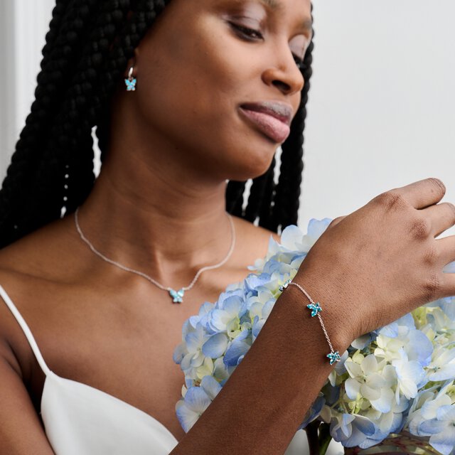 Silver & Blue Marquise Bracelet