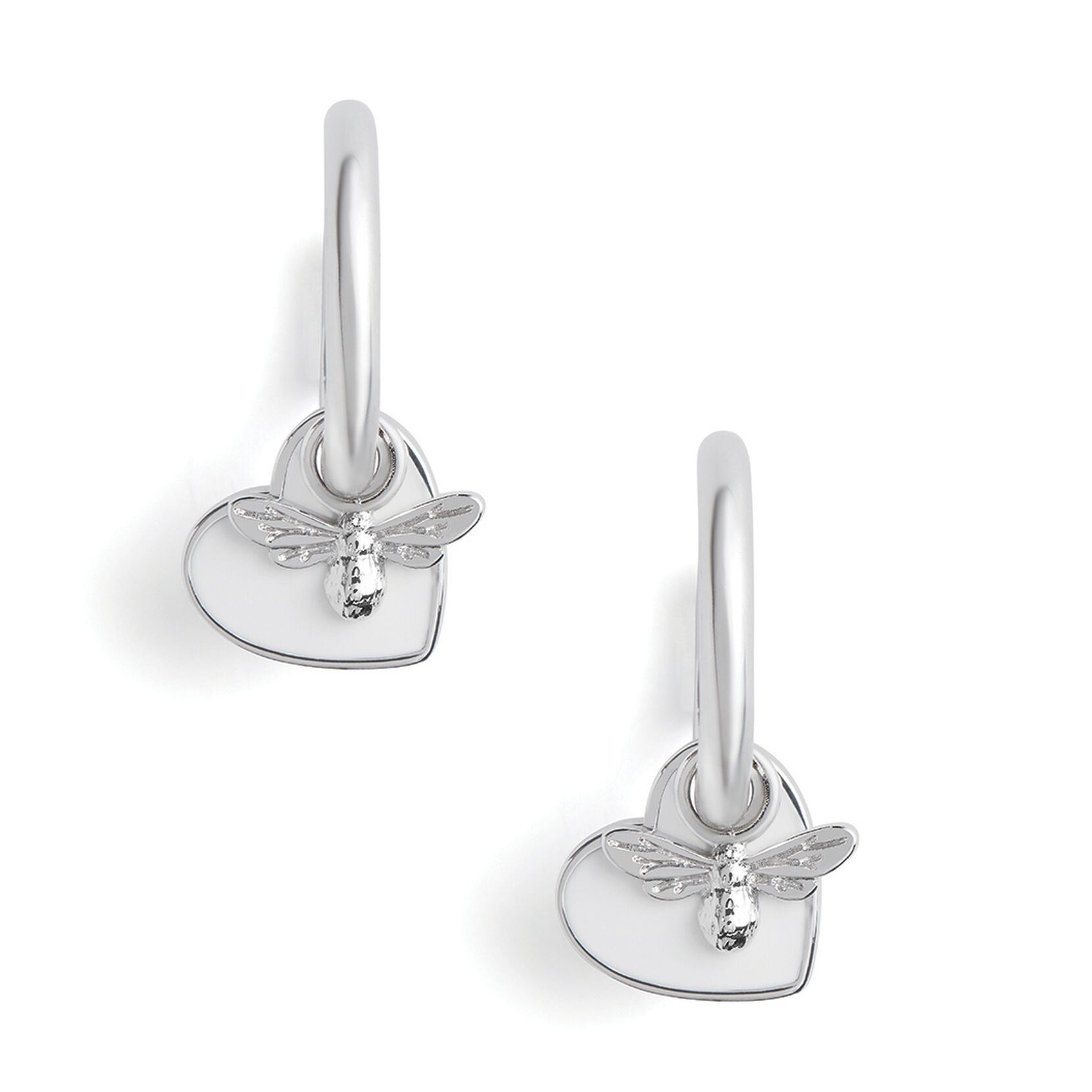 Silver Heart Huggie Hoops