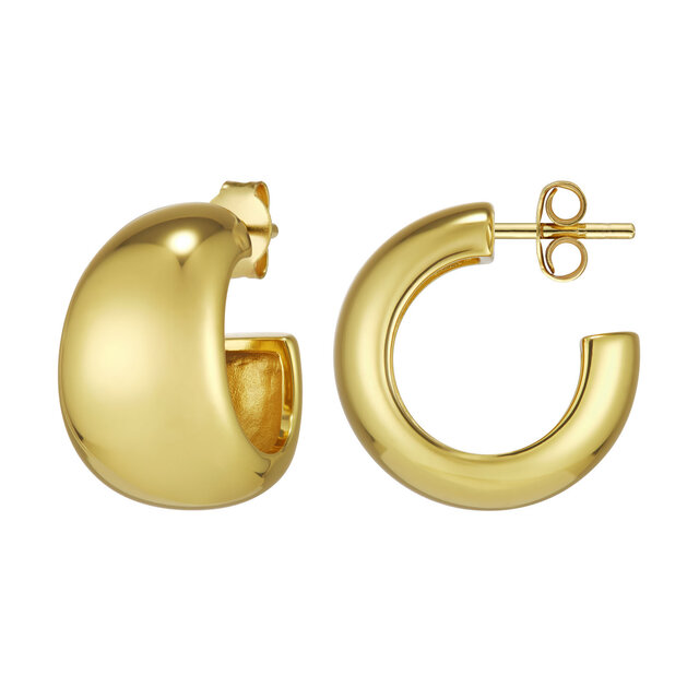 Chunky Graduated Gold Plated Hoop Earrings