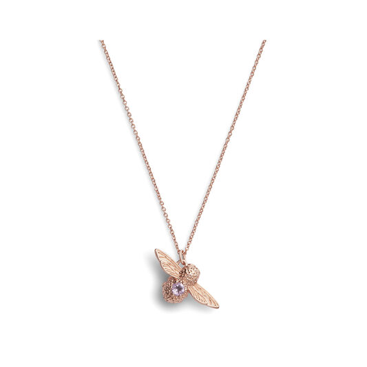 Bejewelled Bee Rose Gold & Amethyst Necklace