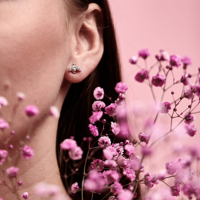 Rose Gold Bee Stud Earrings