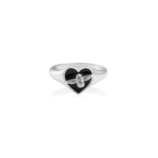 Love Bug Signet Ring Black & Silver L