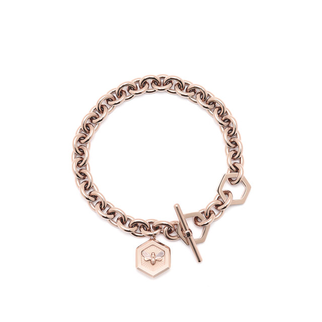 Minima Bee Carnation Gold Toggle Bracelet