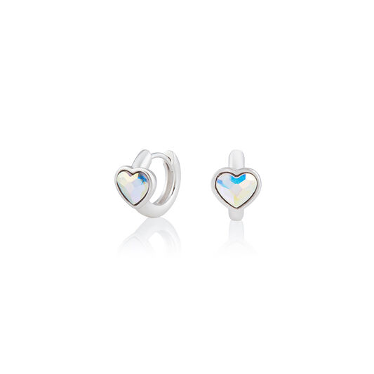 Heart Huggie Hoop Aurora Crystal & Silver