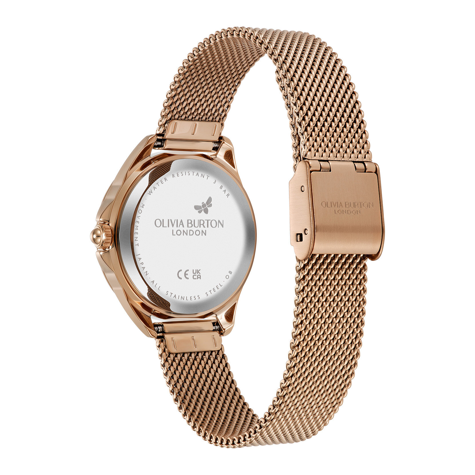 Montre &agrave; mailles or rose et violet azur 30 mm