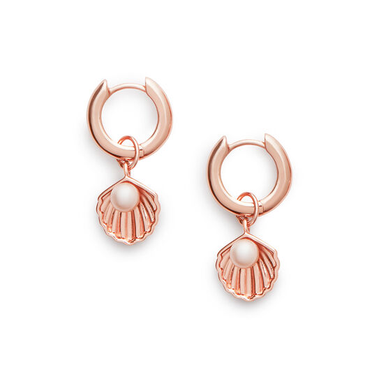 Under The Sea Huggie Hoops Pearl & Rose Gold