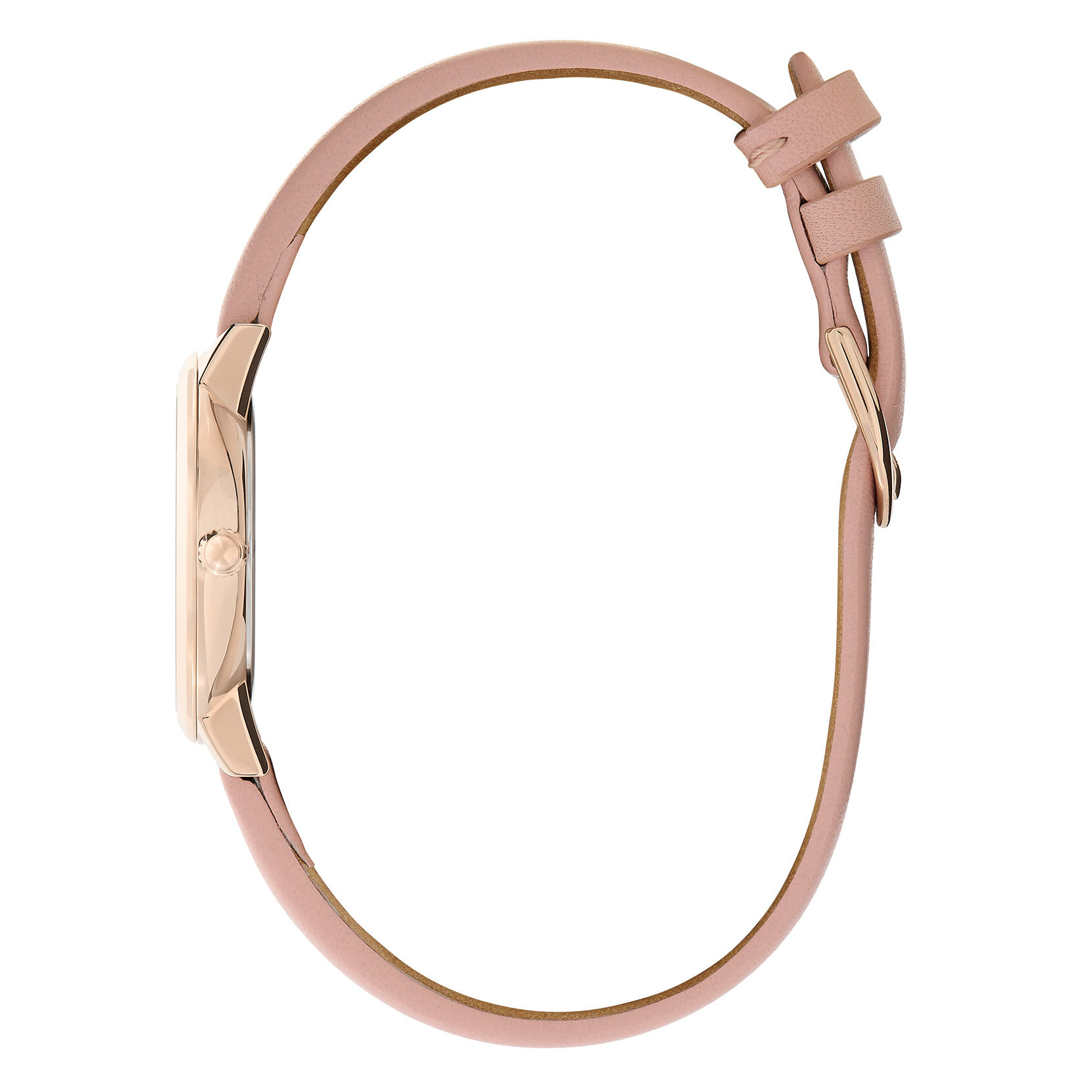 Montre Abeille ultra fine avec bracelet en cuir Or rose et Rose pastel 28 mm
