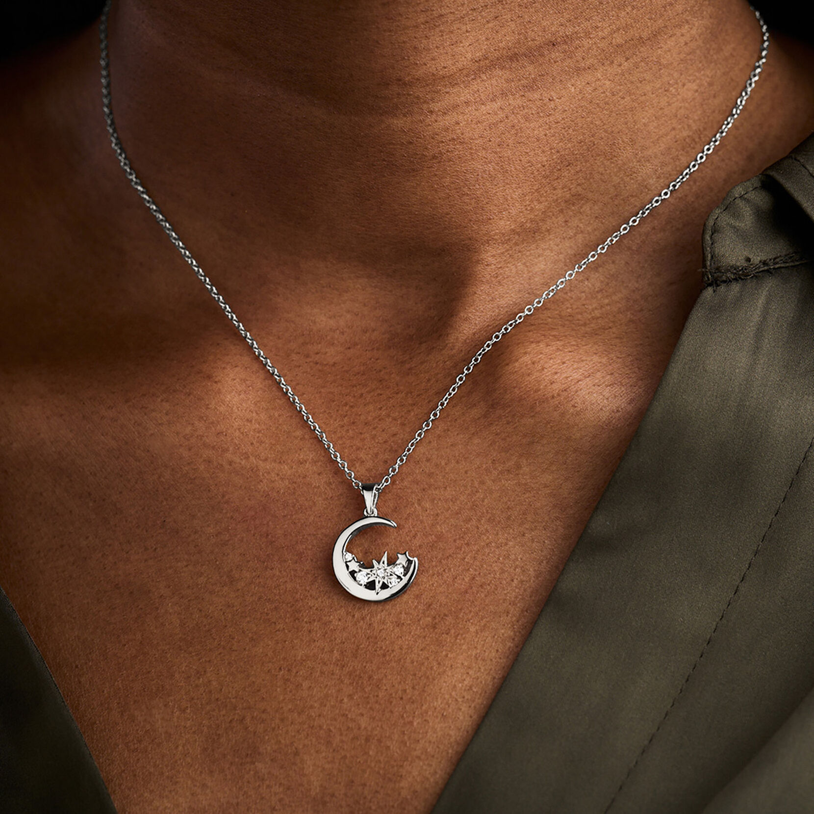 Celestial Silver Moon Necklace