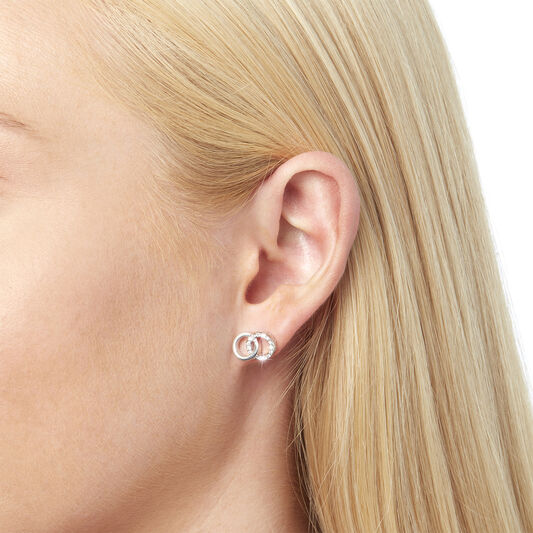 Bejewelled Interlink Earrings Silver