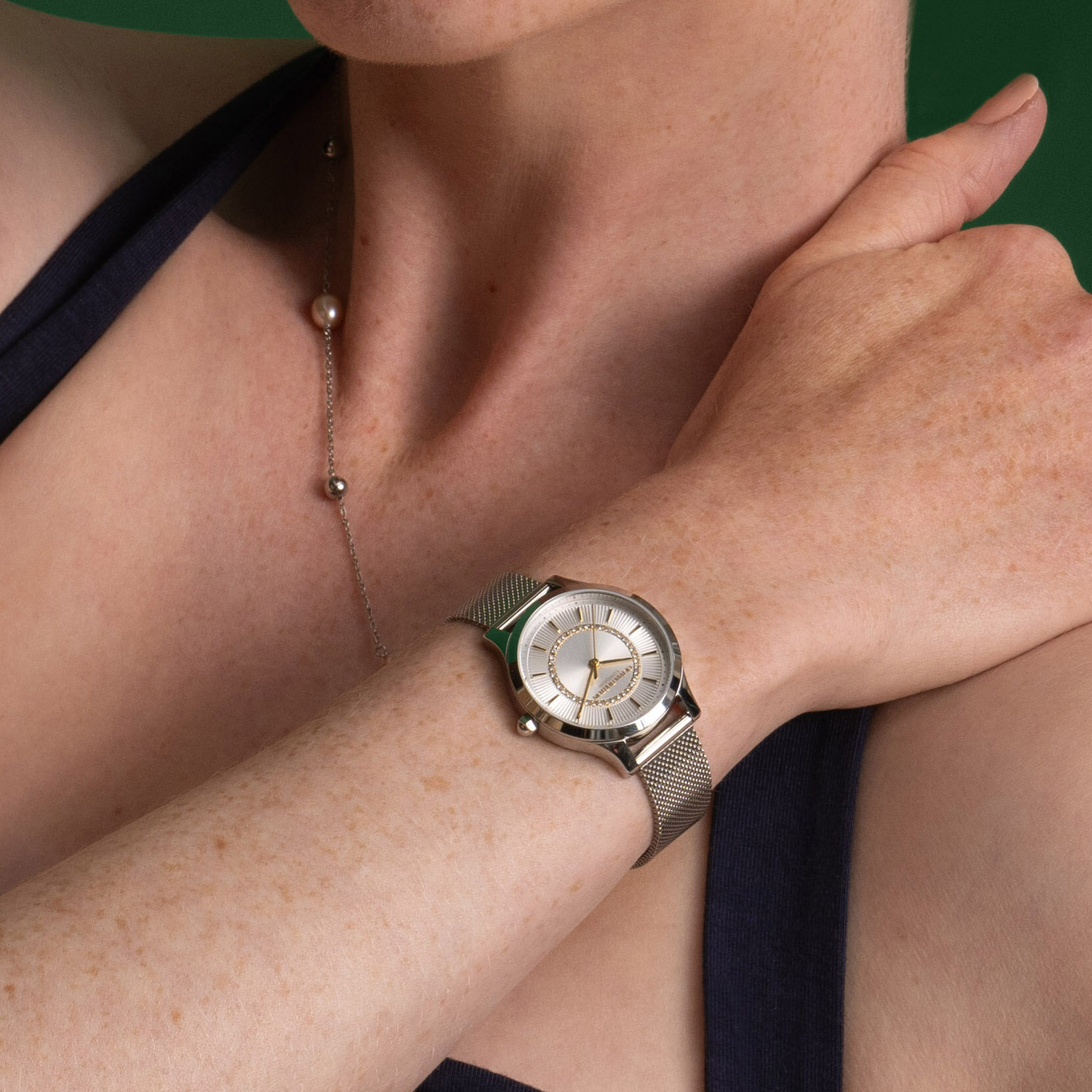 Montre Wonderlust 30mm Blanc & Maille Argent