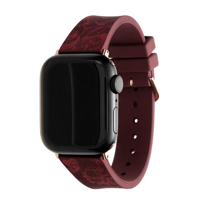 Ox Blood with Cranberry Floral Print Silicone Strap