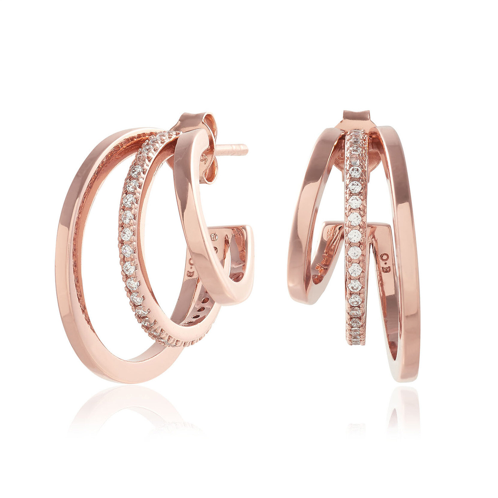 Crochets d'oreilles multiboucle Classic or rose