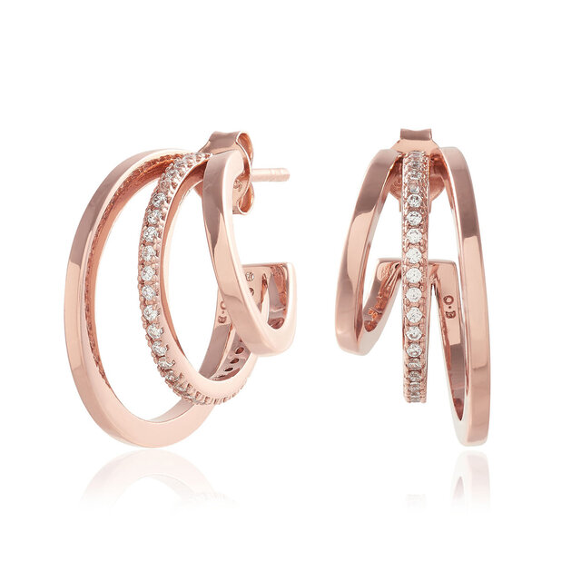 Crochets d'oreilles multiboucle Classic or rose