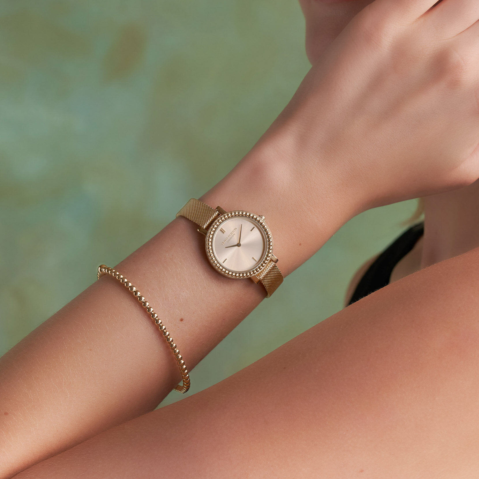 30mm Vintage Bead Gold Mesh Watch